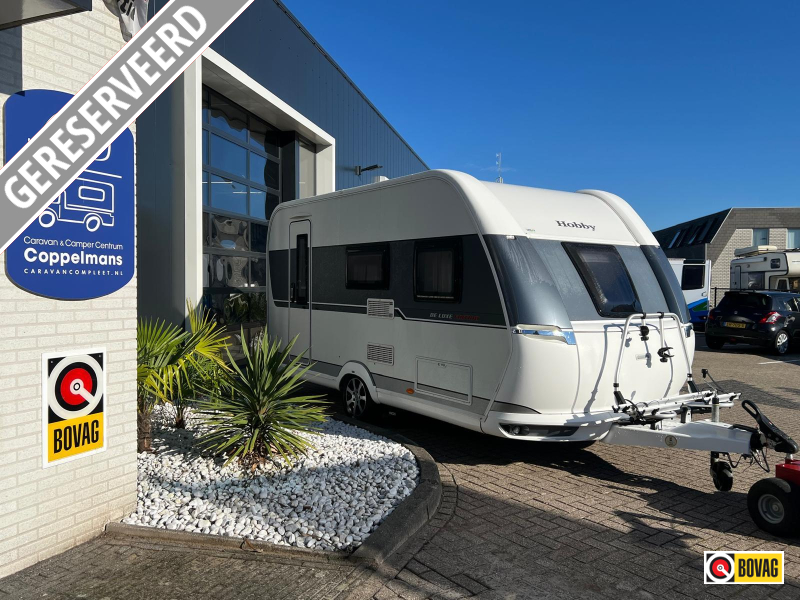 Hobby De Luxe Edition Silver 440 SF Mover, Fietsenrek, Luifel 