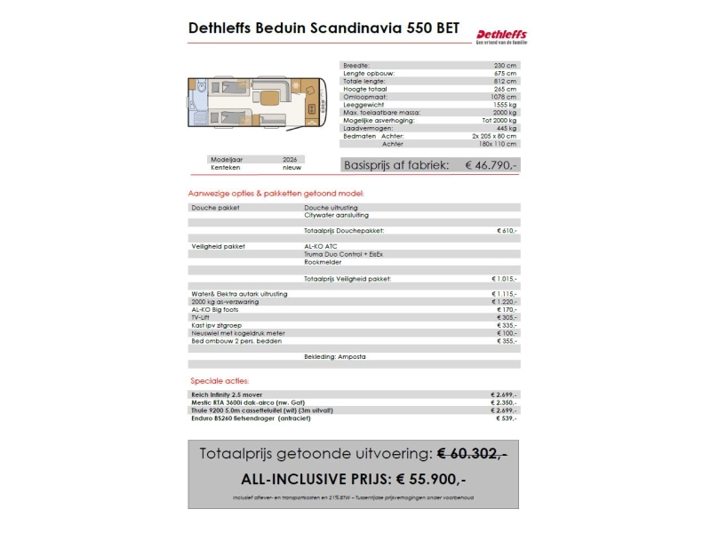 Dethleffs Beduin Scandinavia 550 BET MOVER-AIRCO-LUIFEL-ALDE  foto: 20